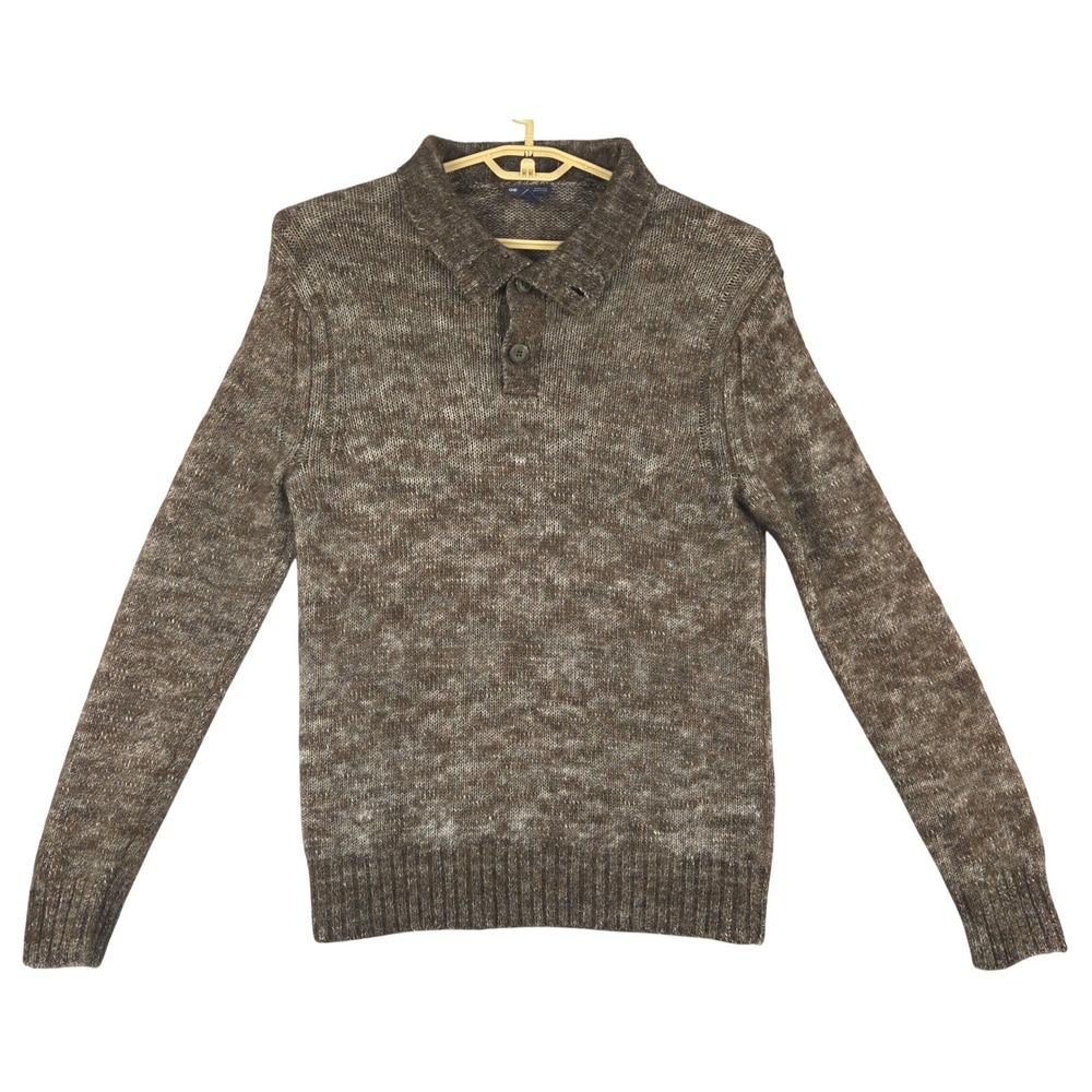 Gap Alpaca Wool Blend Sweater Knit Pullover Collared Brown Mens Size M